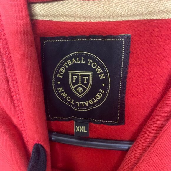 Football Town Red Hoodie XXL With Black Embroidered Double-Headed Eagle Logo 2X - Picture 2 of 10